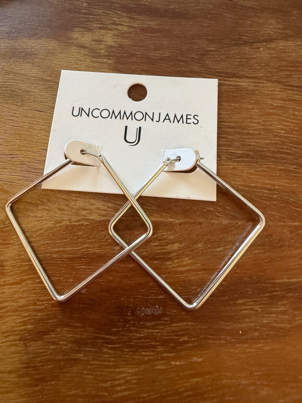 Uncommon James Silver Geometric Square Hoop Boss Girl Statement  NWT Earrings